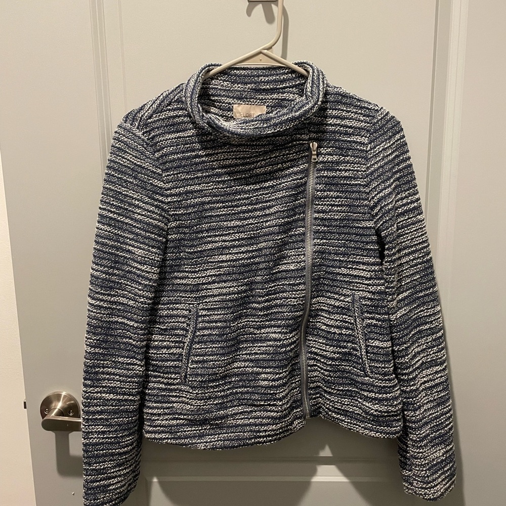 Loft blue tweed moto jacket